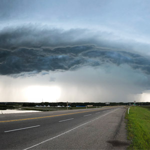 Tornado room with storm forming over 